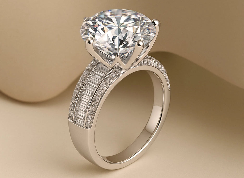 Elegant engagement ring with a sparkling center stone, perfect for your forever moment.