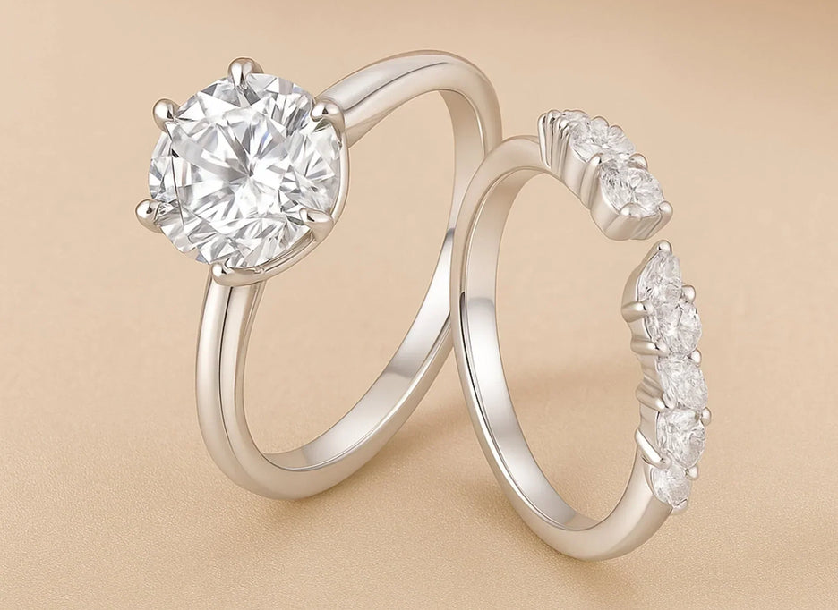 925 Sterling Silver 2ct Moissanite Engagement Promise Ring