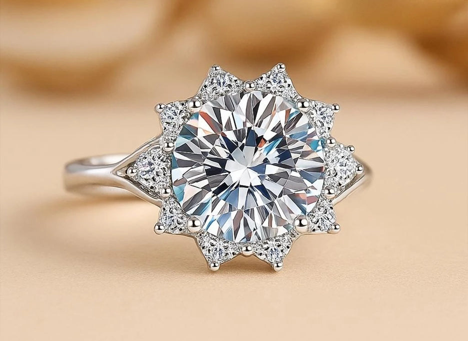 Radiant Cut Ring Collection showcasing elegant moissanite and diamond rings in gold and silver.