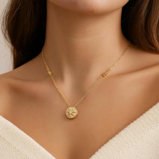 925 Sterling Silver Gold Plated Diamond Star Pendant Necklace for Women