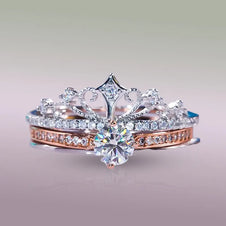 0.5ct Moissanite Ring 925 Sterling Silver Crown Shape Ring