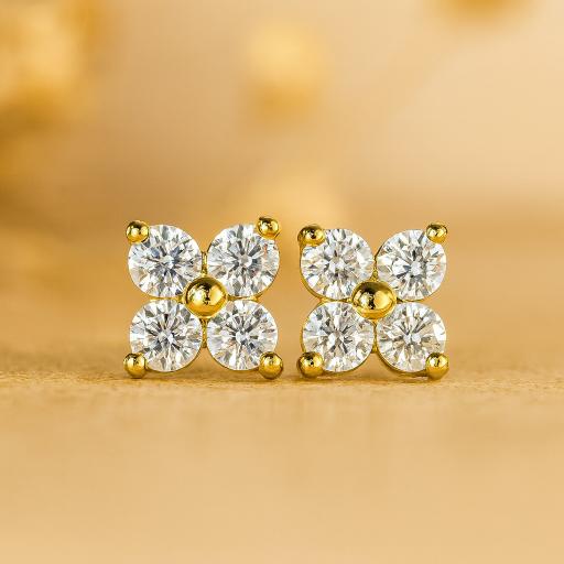 Moissanite Sterling Silver Ear Stud for Women