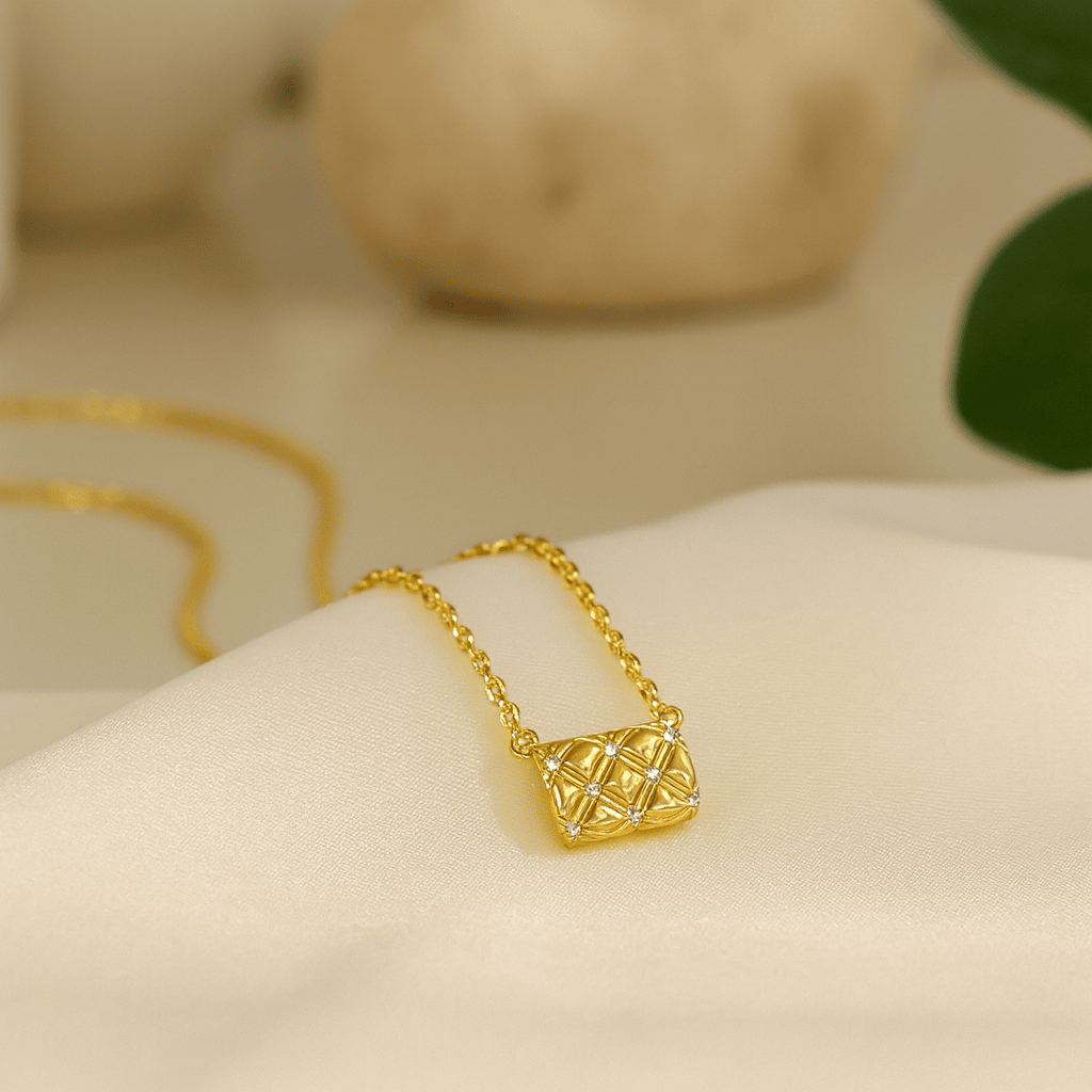 S925 Sterling Silver Moissanite Diamond Gold Plated Women's Necklace