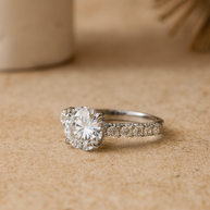 Platinum Moissanite Unique Oval Solitaire Cut Stylish Women's Ring