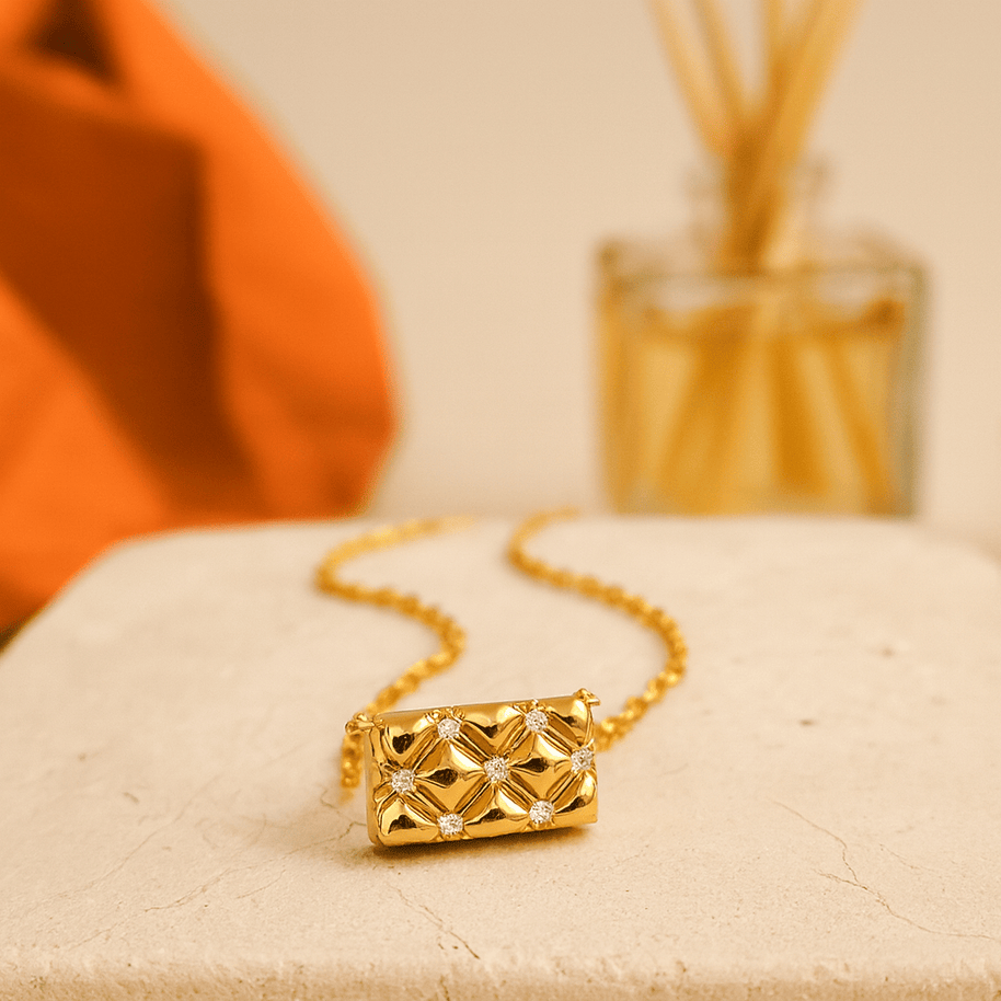S925 Sterling Silver Moissanite Diamond Gold Plated Women's Necklace