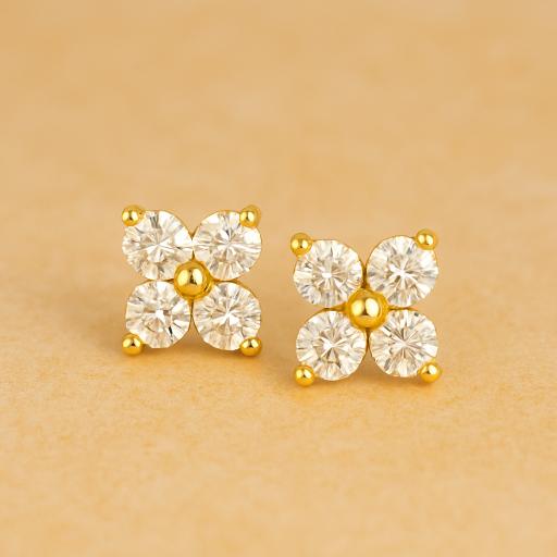 Moissanite Sterling Silver Ear Stud for Women