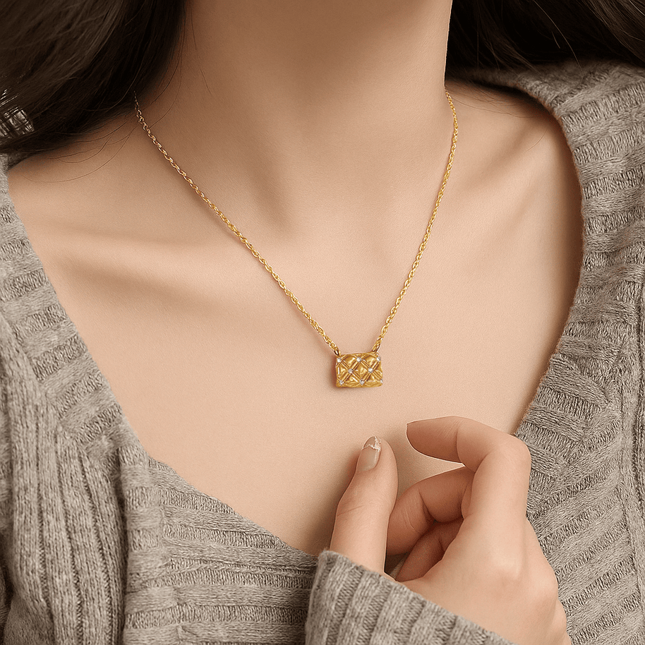 S925 Sterling Silver Moissanite Diamond Gold Plated Women's Necklace