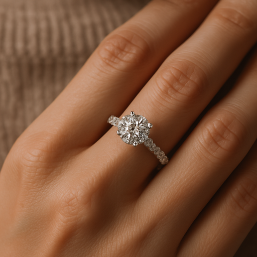 Platinum Moissanite Unique Oval Solitaire Cut Stylish Women's Ring