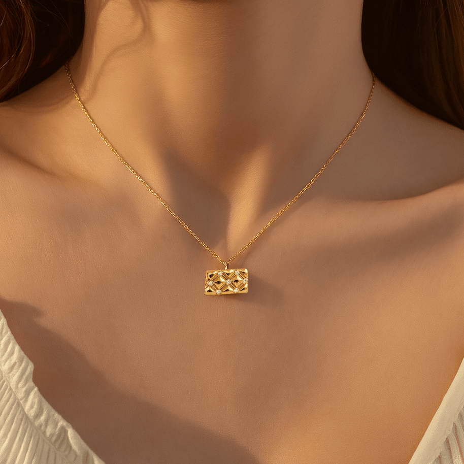 S925 Sterling Silver Moissanite Diamond Gold Plated Women's Necklace