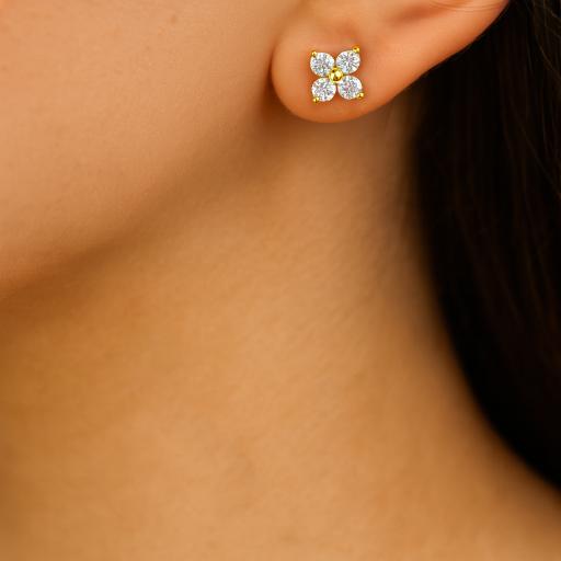 Moissanite Sterling Silver Ear Stud for Women