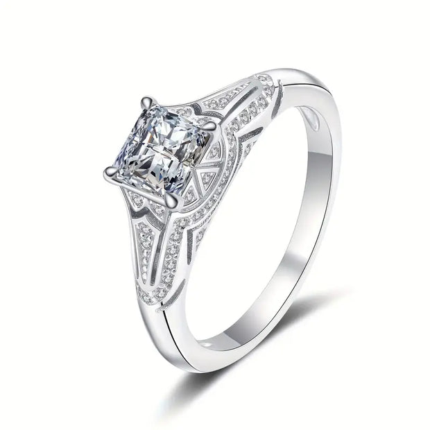 1 Carat Princess Cut Moissanite Luxury Ring