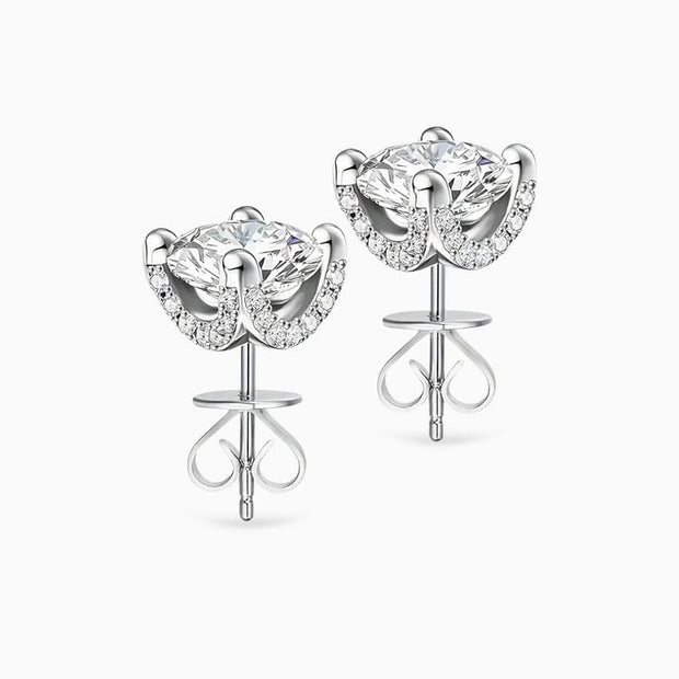 S925 Sterling Silver Moissanite Earrings – 1 Carat Stud Pair