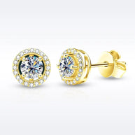 925 Sterling Silver Moissanite Earrings - 18K Gold Plated