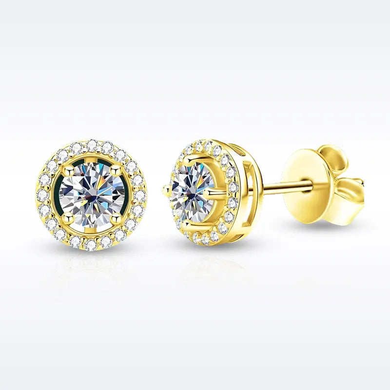 925 Sterling Silver Moissanite Earrings - 18K Gold Plated