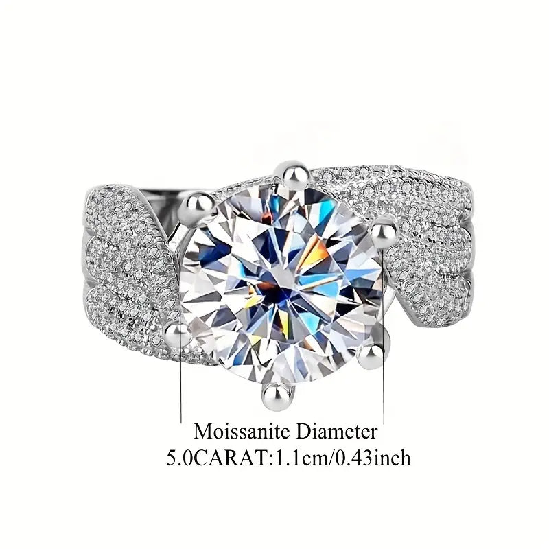 Moissanite 5 Carat Ring - 925 Sterling Silver