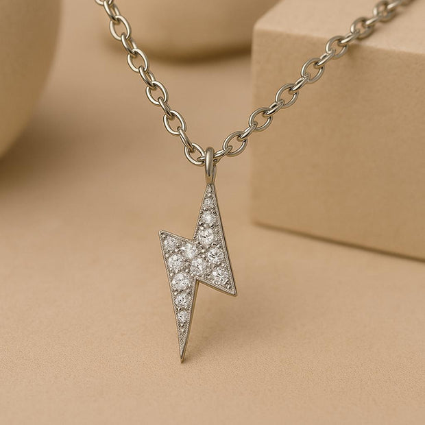 Sterling Silver Necklace with Moissanite, White Color, Hypoallergenic