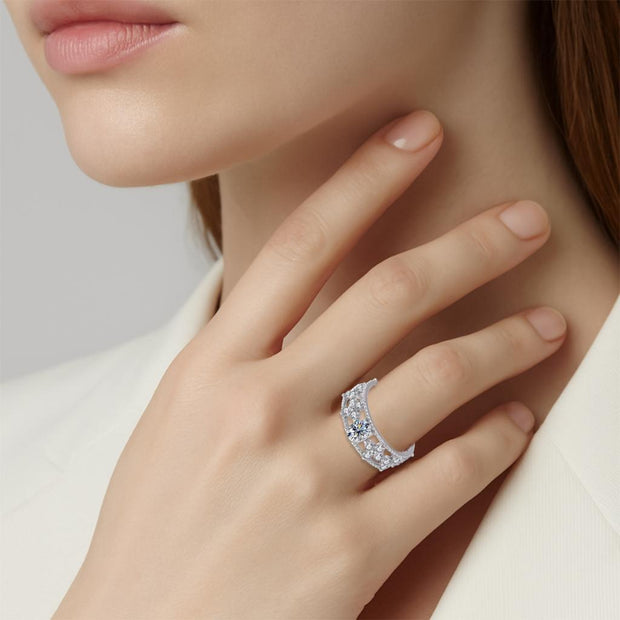 S925 Silver Moissanite Diamond Rings For Women's