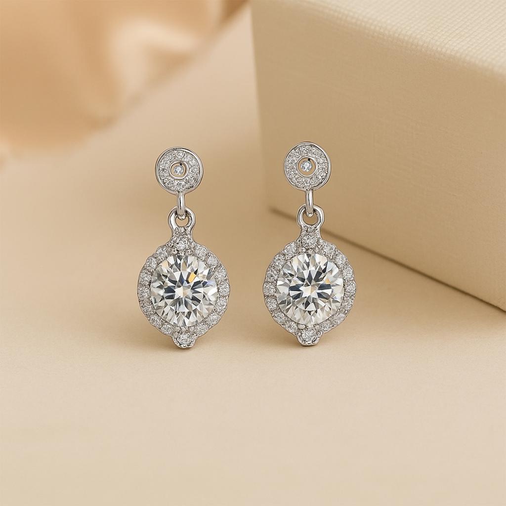 S925 Silver Moissanite Earrings for Women Wedding Jewelry