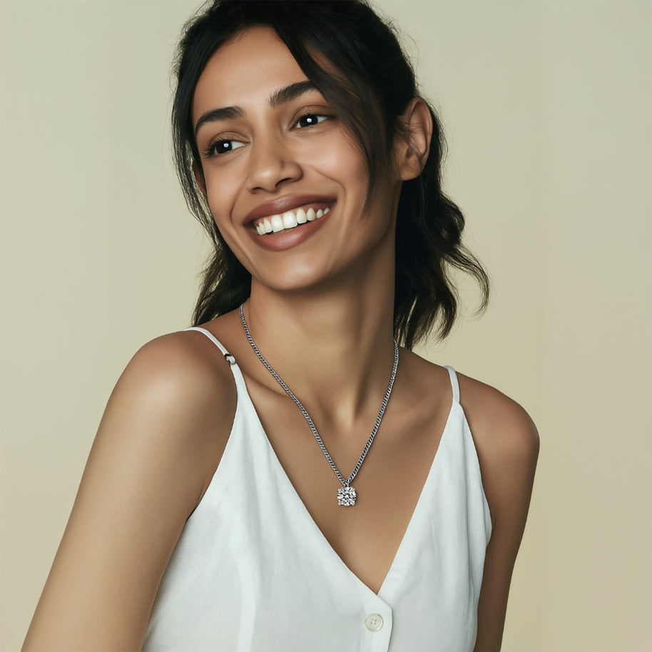 925 Sterling Silver Moissanite Necklace for Women And Men