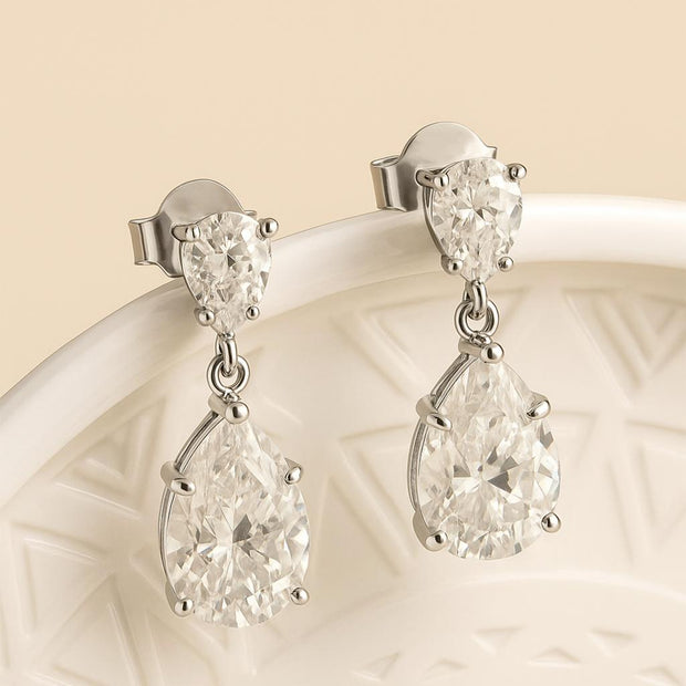 925 Sterling Silver Moissanite Diamond Engagement Earrings For Women