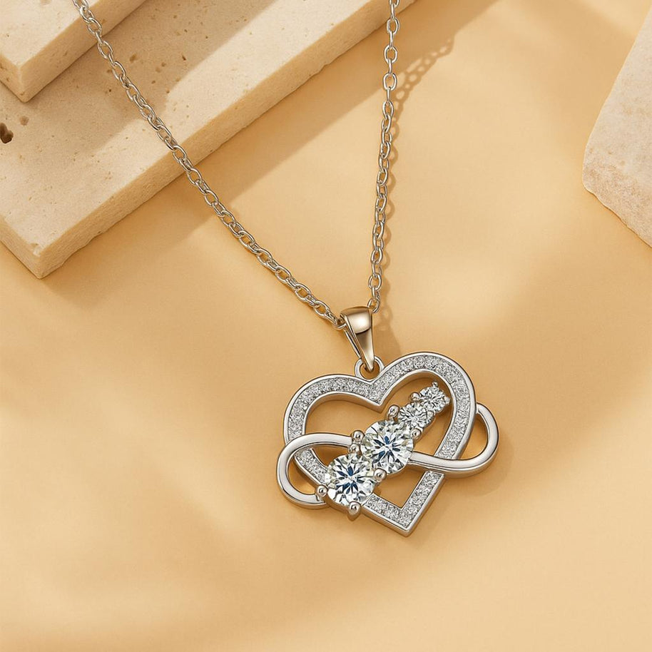 S 925 Silver Luxury Moissanite Design God Heart Necklace For Women