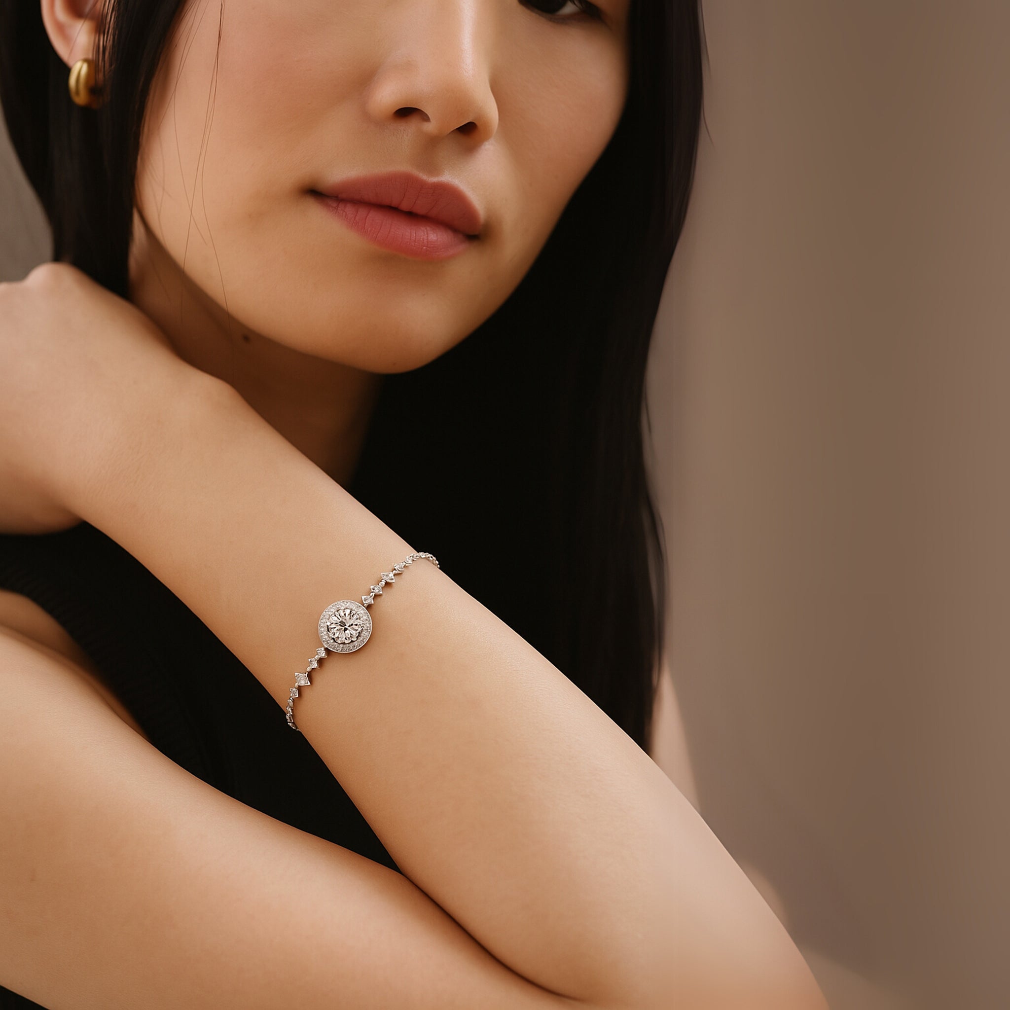 Moissanite Round Bag Simple  Bracelet for Women's