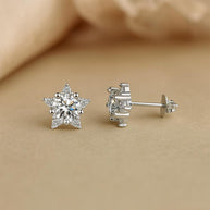 925 Sterling Silver Moissanite Diamond Star Stud Earrings for Women