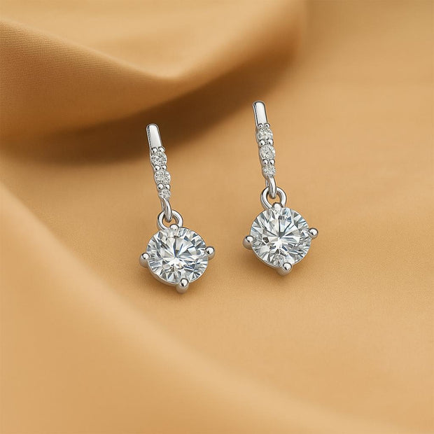 925 Sterling Silver Moissanite Diamond Earrings  Luxury Gift for woman's