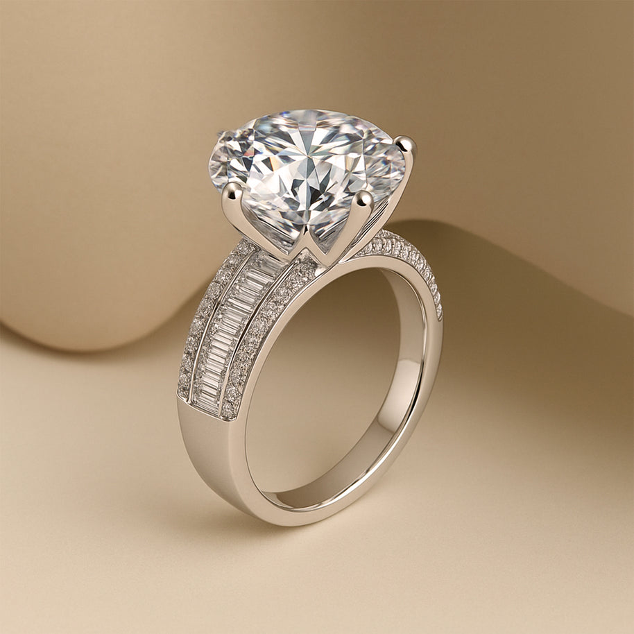 925 Sterling Silver Moissanite Ring Plated Women's Wedding Jewelry