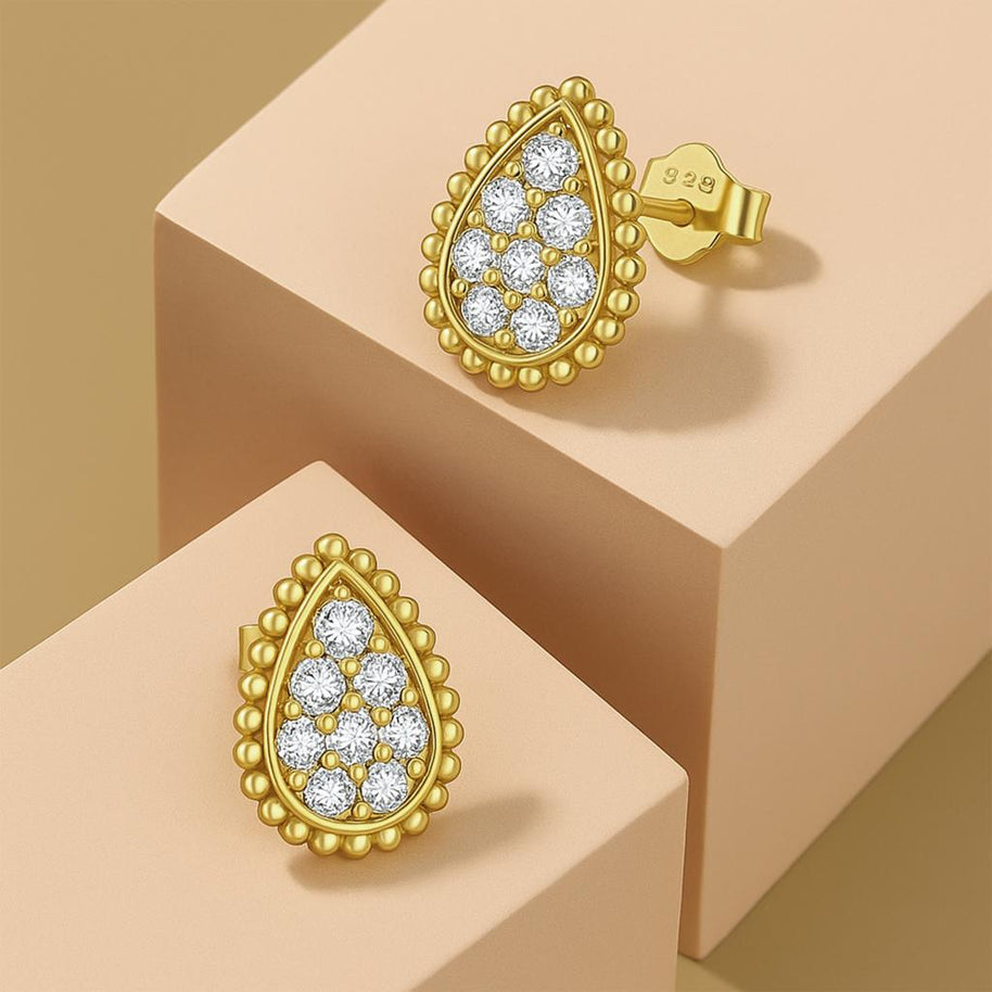 S925 Sterling Silver Moissanite Exquisite Water Drop Stud Earrings for Women