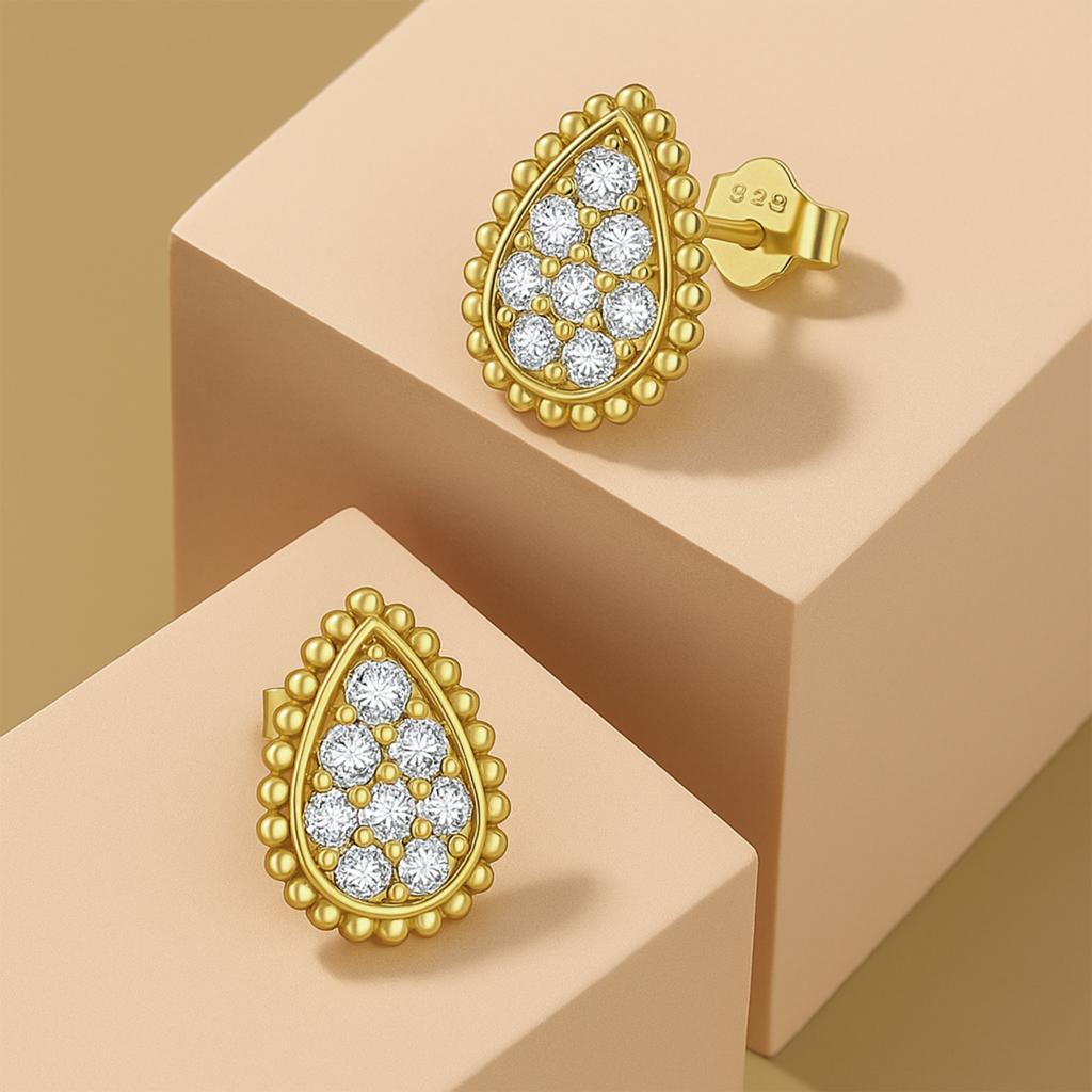 S925 Sterling Silver Moissanite Exquisite Water Drop Stud Earrings for Women