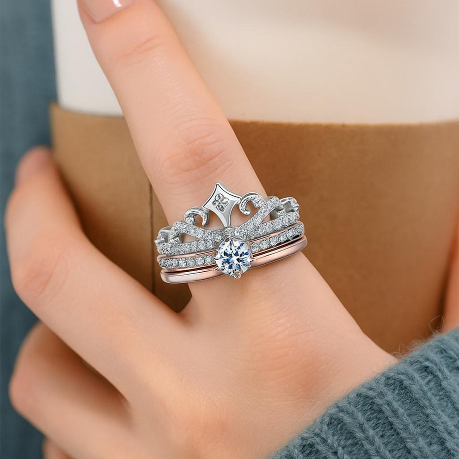 925 Sterling Silve Moissanite Diamond Crown Rings for Women
