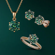 Complete 4pc moissanite set (necklace, ring, earrings