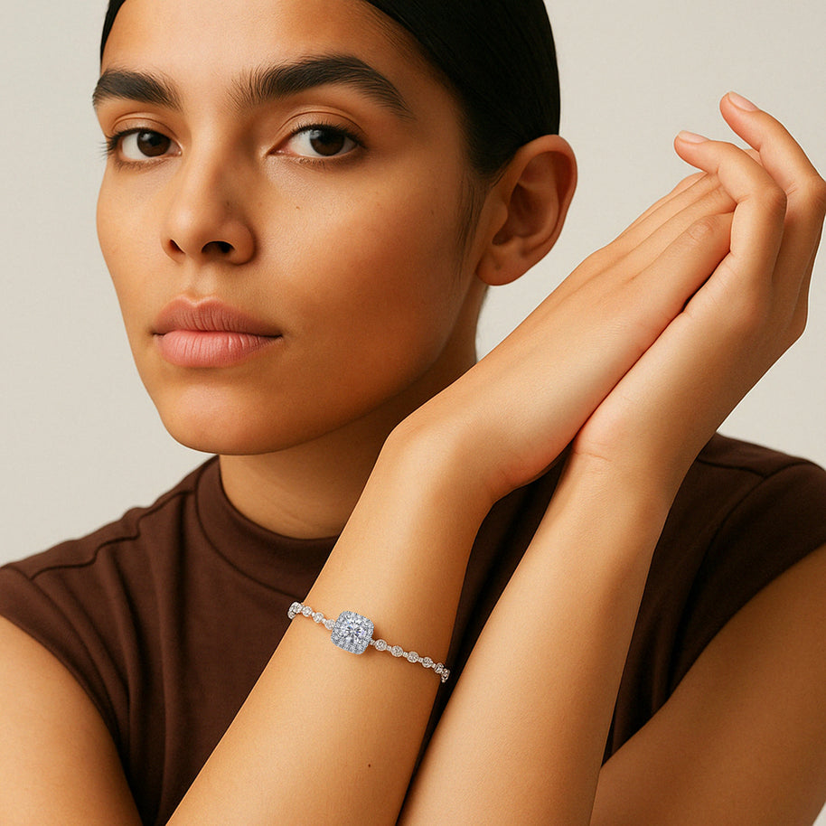 S925 Sterling Silver Moissanite Ladies Bracelet