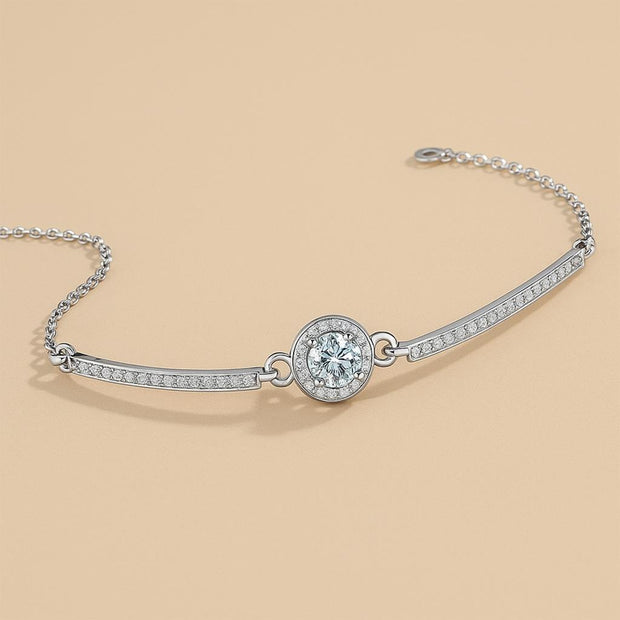925 Sterling Silver Moissanite Round Bag Bracelet