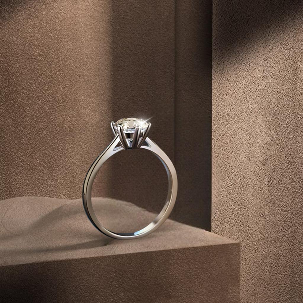 925 Sterling Silver Moisannite Diamond Ring