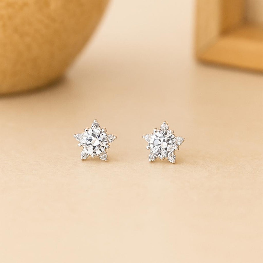 S925 Silver  Moissanite Snowflake Earrings for Women
