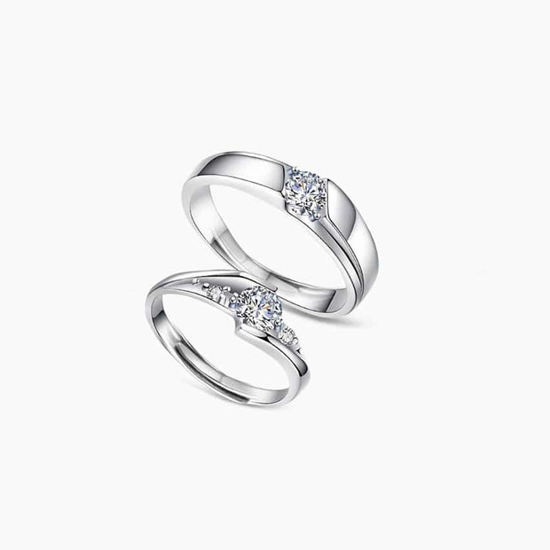 Moissanite Couple Rings in 925 Sterling Silver