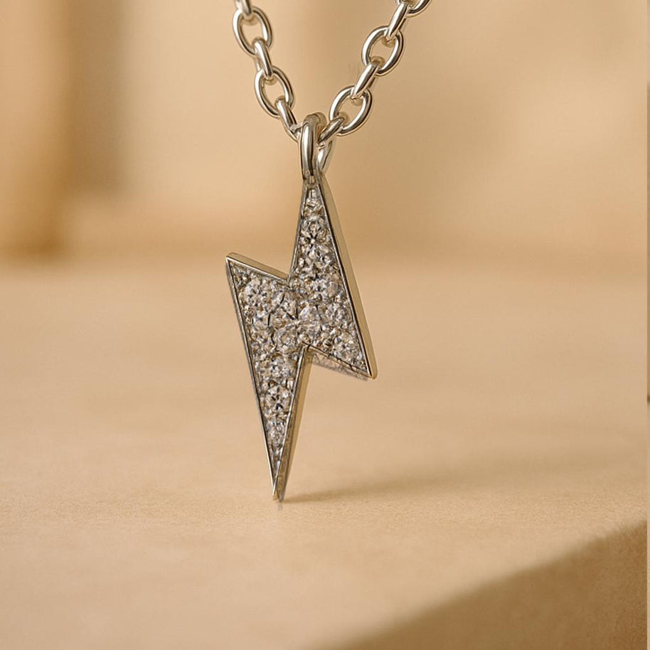 Sterling Silver Necklace with Moissanite, White Color, Hypoallergenic