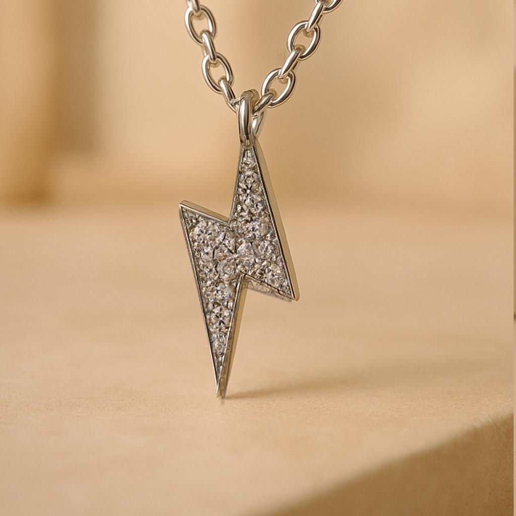 Sterling Silver Necklace with Moissanite, White Color, Hypoallergenic