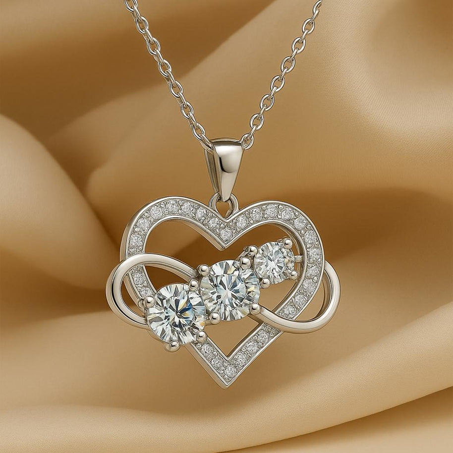 S 925 Silver Luxury Moissanite Design God Heart Necklace For Women