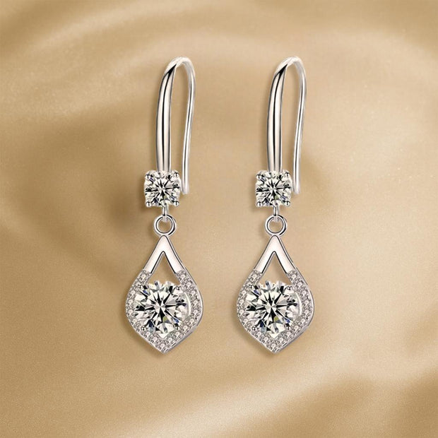 925 Sterling Silver Moissanite Water Drop Earrings High-End Design