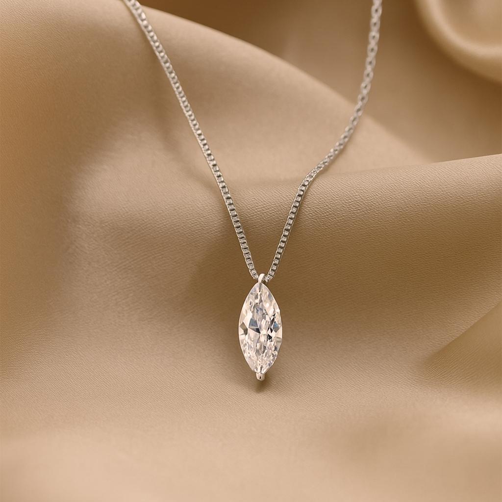 S925 Silver Moissanite necklace  Horse Eye  Shape