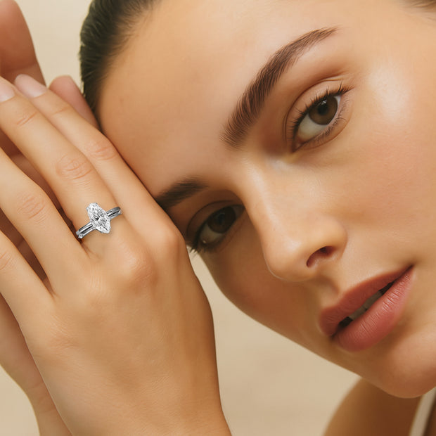 925 Sterling Silver Moissanite Diamonds Rings 2-Piece set