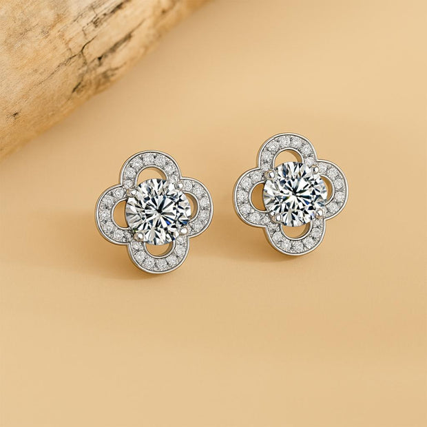 925 Sterling Silver Moissatine Stud Earrings For Women