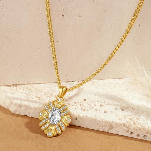 925 Silver Moissanite Bauhinia Sunflower Necklace For Charms Women