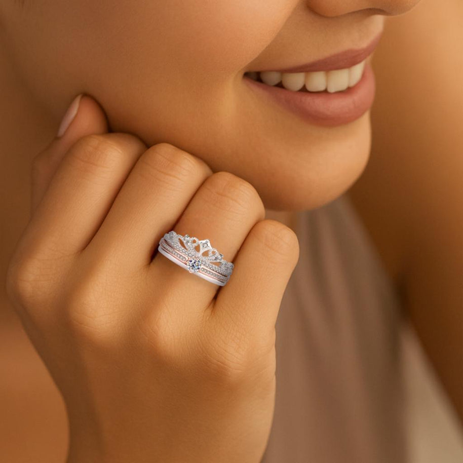 925 Sterling Silve Moissanite Diamond Crown Rings for Women