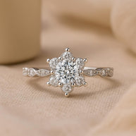 Moissanite Sunflower White Gold Special Ring