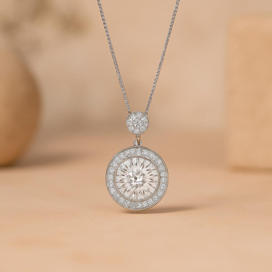 25 Sterling Silver Moissanite Diamond Round Pendant Necklace For Women
