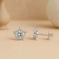 925 Sterling Silver Moissanite Diamond Star Stud Earrings for Women